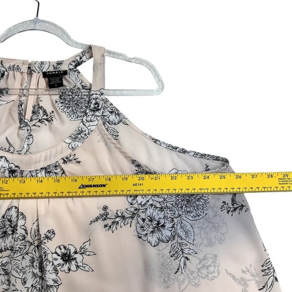 Torrid Womens 3X Floral Halter Hilo Top Blush Black Sleeveless Swing Whimsical - Picture 6 of 9